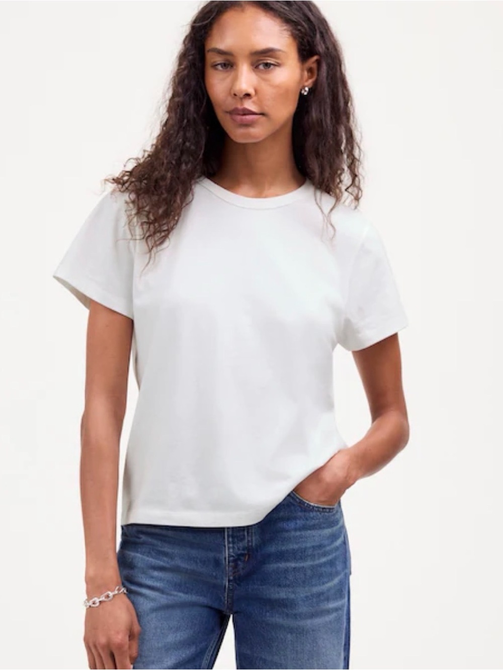 NWT Madewell White Cotton Crewneck T-Shirt Tee Medium M $45